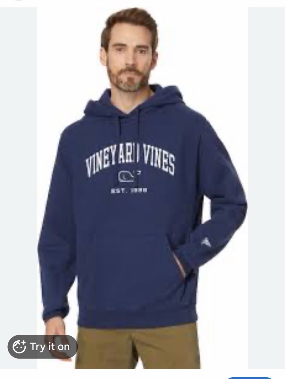 Vineyard Vines Men's Clean Fleece Hooded Graphic Sweatshirt Navy Logo Size L